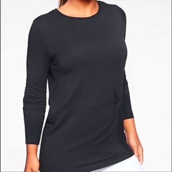 Athleta Sz XS Sweatshirt Nirvana Twist Front Top Black Soft 353871 Women's - Picture 1 of 6